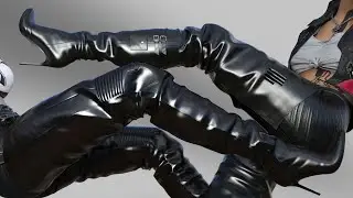 Two Pairs of High Boots in the Cyberpunk Style