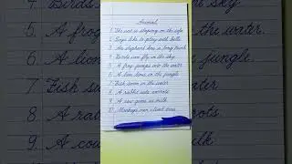 Cursive writing practice | 10 Simple English Sentences about Animals | Cursive handwriting practice