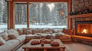 Woodland Cabin Jazz ❄️ Cozy Winter Smooth Jazz with Fireplace for Calm Days & Gentle Focus