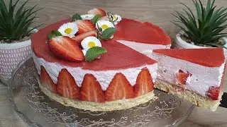 bavarois fraise facile et inratable  🍰 كريمة الفراولة البافارية