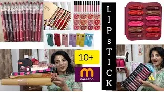 Meesho lipstick haul // Under RS 499 // 9 type of combo lipstick Review // lipstick tutorial /Hindi