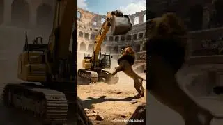 Lion vs Excavator at the Colosseum &ndash; Ancient Arena Turns Wild! #lion #epicmachines #excavator