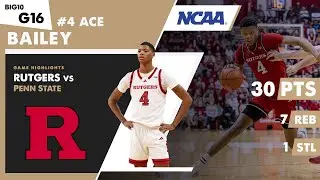 ACE BAILEY 30 PTS & 7 REB Rutgers Scarlet Knights vs Penn State Nittany Lions