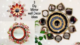 3 Easy Diy Mirror wall decors | cardboard craft ideas | glam wall decor ideas |  spoon crafts