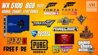 RADEON PRO WX 5100 [8GB, GDDR5, 256BIT, DX12 ], GAMEPLAY2023, BENCHMARK, GTA5, RDR2, SPIDERMAN, PUBG