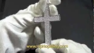 3D Four Row Bling Bling Cross All Stones Hand Set