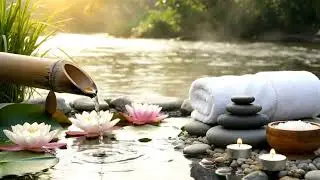 Tranquil Nature Healing Spa Bamboo Fountain with Candle Glow Ambience for Relaxation, Sleep & Medita