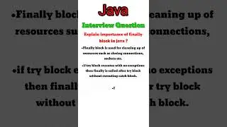 Explain importance of finally block in java. || Java Interview Questions #short #shorts