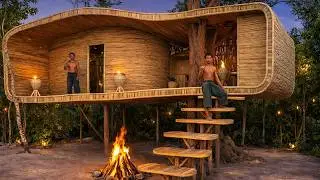 2 Men Built an Incredible Bamboo Treehouse Around a Giant Tree &ndash; Primitive Survival Full Build