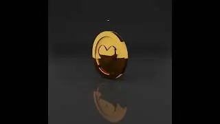 3D Simple Gold coin ; Heart