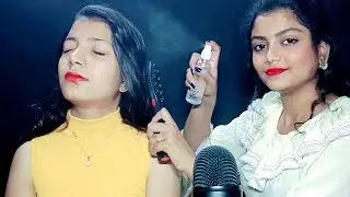ASMR Hair Play | Doing My Sister | ( Hair brushing, Oil Massage, Spray Sound, Scalped Massage) 💆‍♀️😴