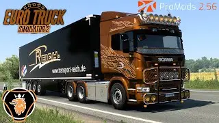 ETS2 1.41 | ProMods 2.56 | SCANIA R620 V8 Open Pipe | Elbląg &mdash; Vilnius