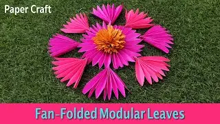 Paper Fan-Folded Modular Leaves | Easy Paper Craft | DIY - Design Yogi #papercraft #paperleaf