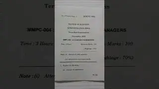 |IGNOU|MMPC 004|Term-end Dec Exam|Question paper|Exam Review| #ignou #mba #exam #december #2023