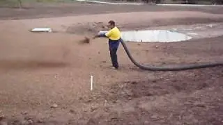 Blow It Mulch: blowing mulch 150 meters from the blower unit