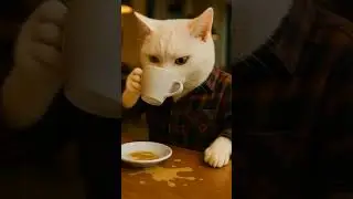 White Cat vs Hot Coffee 🔥😼