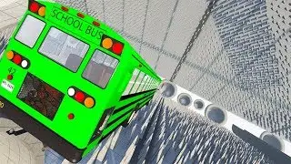 Beamng drive - High Speed Car Jumps Into Spikes #3 ( Spike Fall Map )