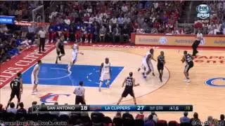 Manu Ginobili block, Boris Diaw on the other end