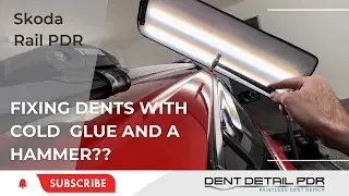 Fixing dents with only a hammer and glue?! | POV Paintless dent repair | Skoda rail dent removal PDR