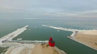 Lake Michigan Big Red Lighthouse Winters Beauty Of Holland Michigan