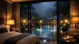 RELAXING HOTEL BEDROOM WITH RAINSTORM ASMR AMBIENCE