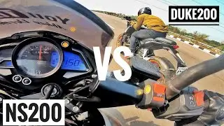Ktm Duke200 Vs Pulsar NS200 Long Race | Highway top end | Amazing results