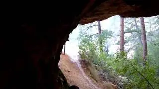 Hailstorm from inside Mossy Cave, Bryce Canyon NP