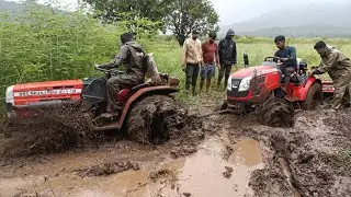Massey Ferguson 6028 tractor stuck in mud - pulling out by New Holland 4710 #tractor|#vskveeresh