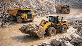 Monster👹 Caterpillar Laoder & Dumper Load Up: bigger Stone in Mountain Trolley & Dumper