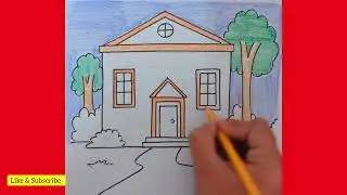 Easy Drawing : House | Step by Step Tutorial | @KalakritArtStudiobyKanika 