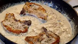 Свиные отбивные с грибами и сливочным соусом 🥩🥛 - Отбивные в соусе - Рецепт №306