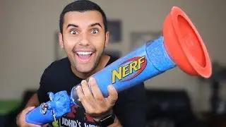 SHOOTING THE WORLDS BIGGEST GIANT NERF DART!!! DIY CHALLENGE!! *WORLD RECORD*