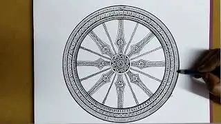 Mandala art of Wheel of Konark Temple. Mandala drawing tutorial for beginners. @jyothidrawings