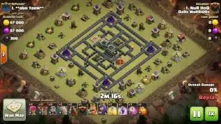 Town hall 9 maxed spread out base cant withstand this attack