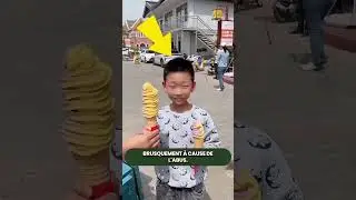 Ce gar&ccedil;on a voulu profiter d&rsquo;une offre de glace en tirant lentement pour avoir plus que pr&eacute;vu