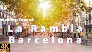 Walking Tour La Rambla Barelona Downtown {{ 𝟰𝗞 }}
