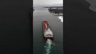 The Arthur M. Anderson and Great Republic pass by the Soo