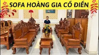 SOFA HO&Agrave;NG GIA GỖ G&Otilde; ĐỎ - 6 m&oacute;n 