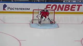 Lars Johansson warms up during the CSKA@AKBars hockey game 03.09.19