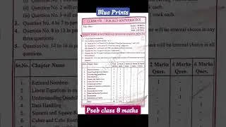 Pseb Class 8 maths blue print 2023-24