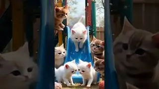 White Cat's Morning Adventures at School: Fun and Learning!#CatAdventures,#AnimalEducation, #Shorts