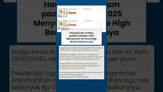 Harga Emas Antam Menyentuh Rekor Tertinggi Sepanjang Masa pada 8 Oktober 2025, Berikut Rinciannya
