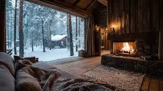 Cold Outside, Silent Inside | Fire and Wind Sleep Ambience ❄️🔥