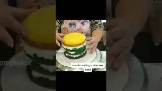 #crumbcoat #rainbowcake #cake #rainbow #buttercream #diy #art #satisfying #throwback