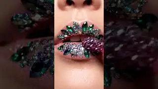 Gem-Feather Mosaic Lips ASMR 💄✨ | Lipstick Creating Tiny Shimmering Feather Gems Closeup