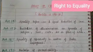 Right to Equality (Article 14-18) /Handwritten Notes /Indian Polity/ Exam Safar/ Lec.-11