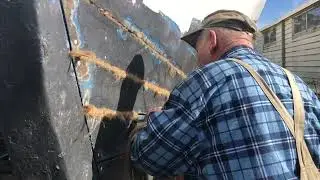 Caulking a wooden boat