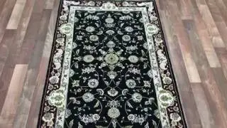 Black Fine Kashan With Silk Rug 3'X5' - AT-1223