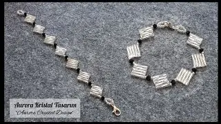 Işıltılı bileklik yapımı. Rhombus shiny bracelet making. How to make bead jewelry. Beading tutorial.