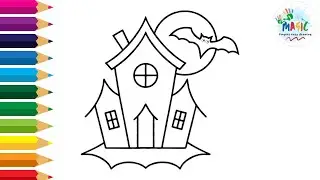 Halloween HOUSE Drawing || How To Draw A Haunted House Step by Step | Halloween House  #halloween